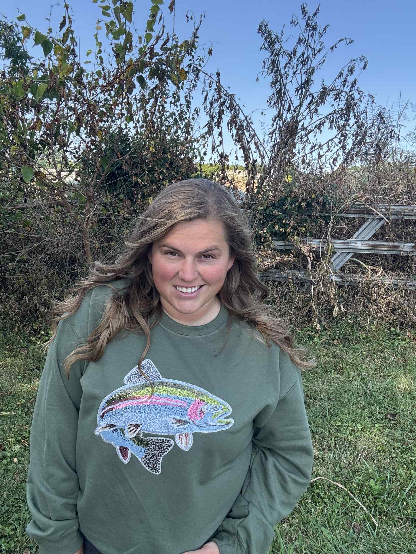 Sparkly Trout Crewneck- Made To Order 2 week turn around time