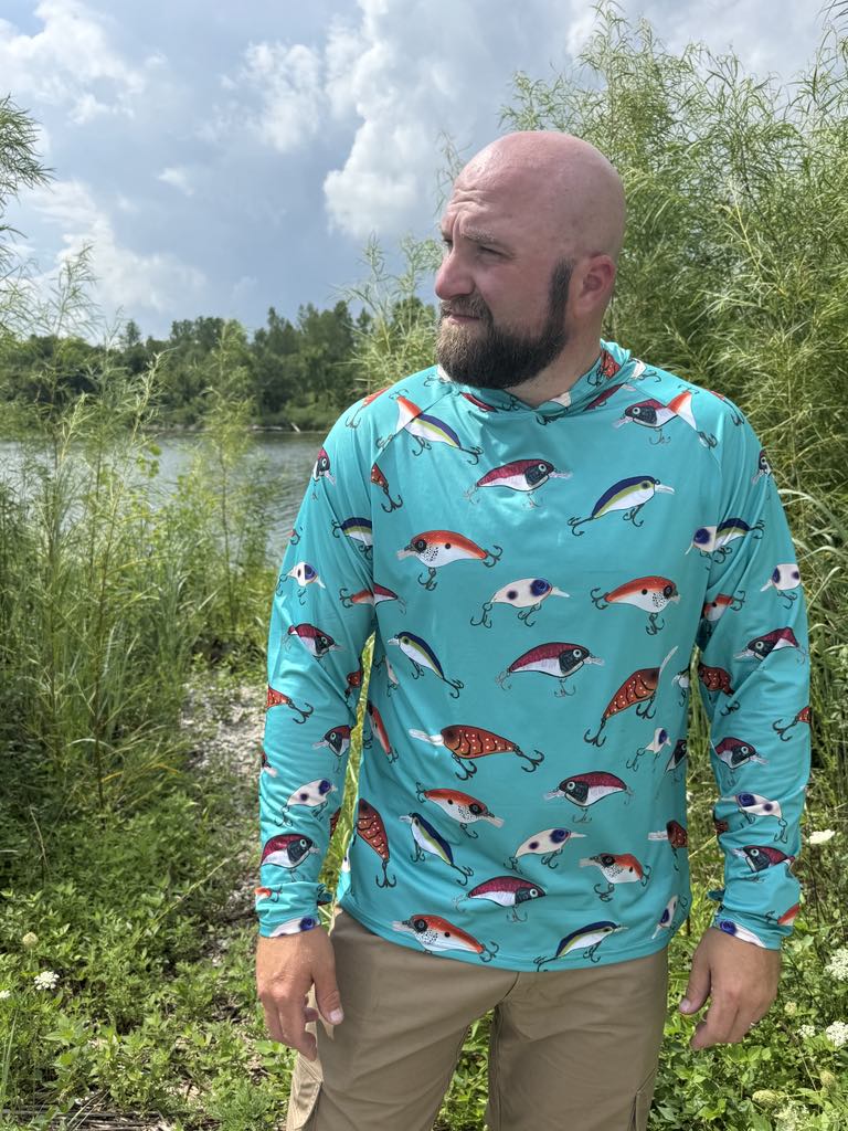 Men's Crank Bait Hooded Fishing Shirt