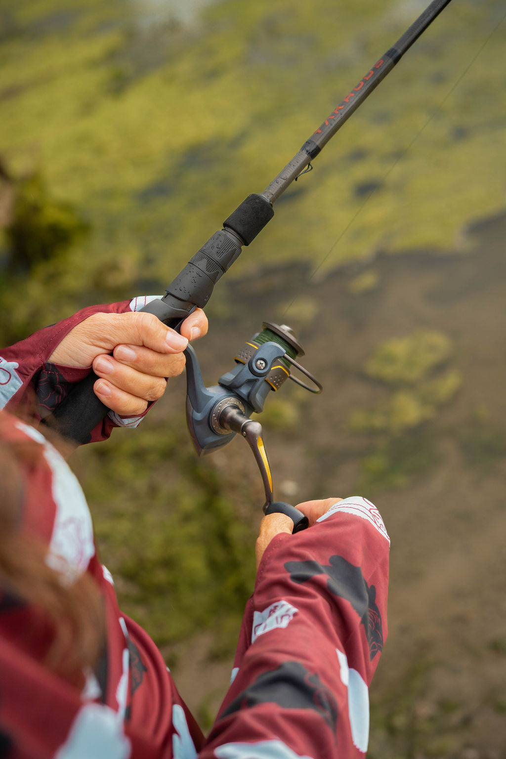 Crimson Catch Hooded Fishing Shirt