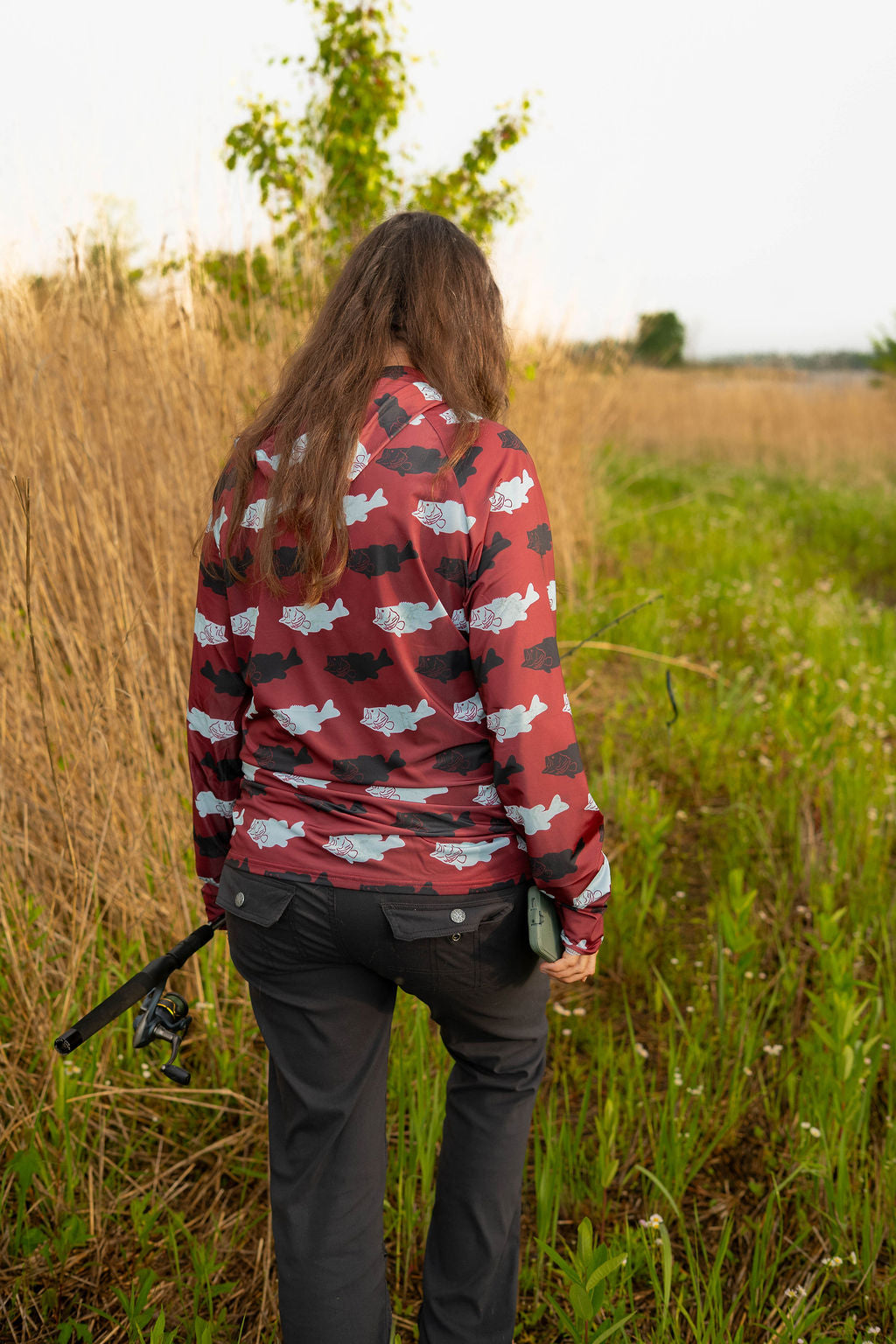 Crimson Catch Hooded Fishing Shirt