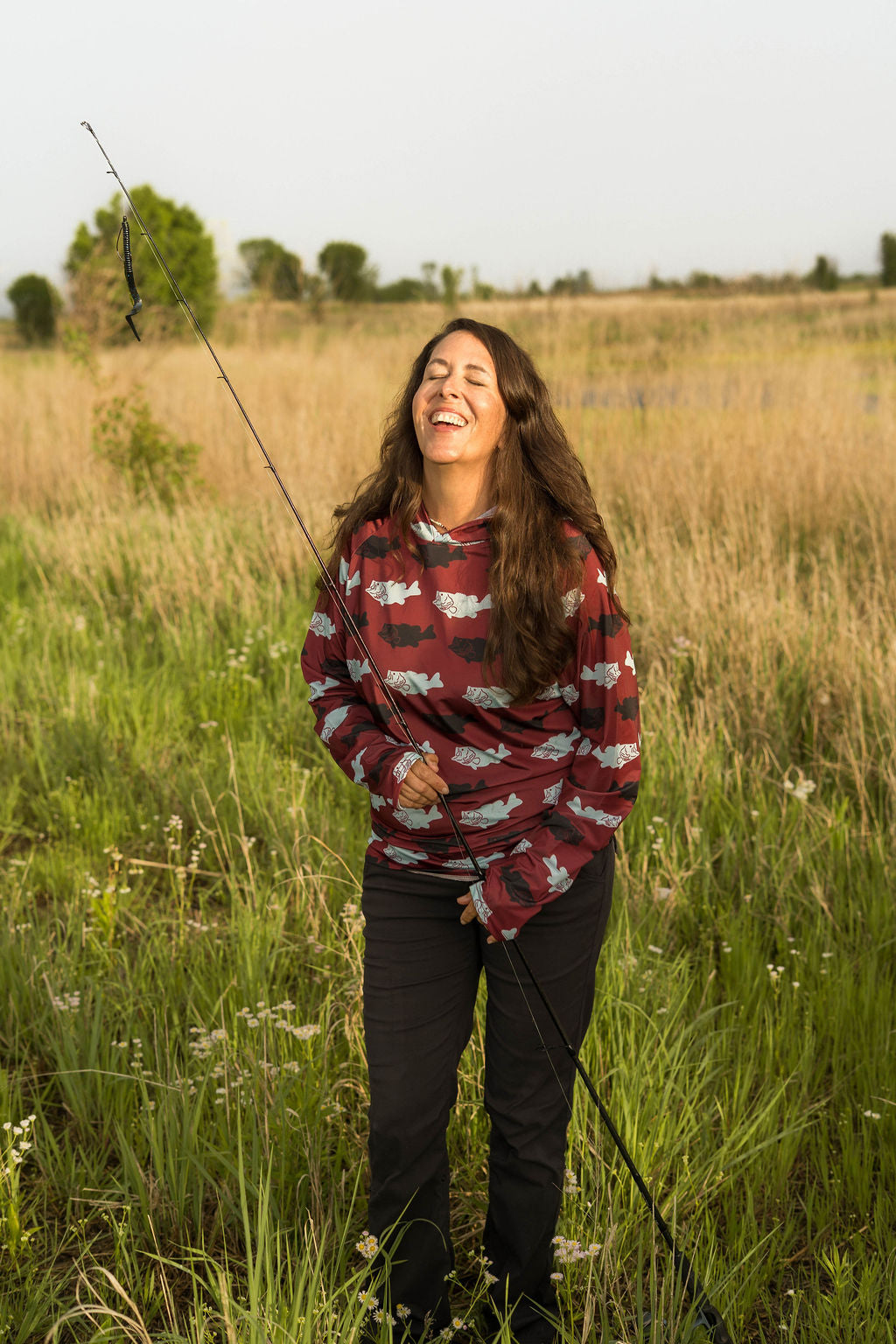 Crimson Catch Hooded Fishing Shirt