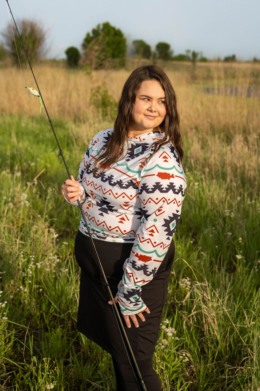 Aztec Hooded Fishing Shirt