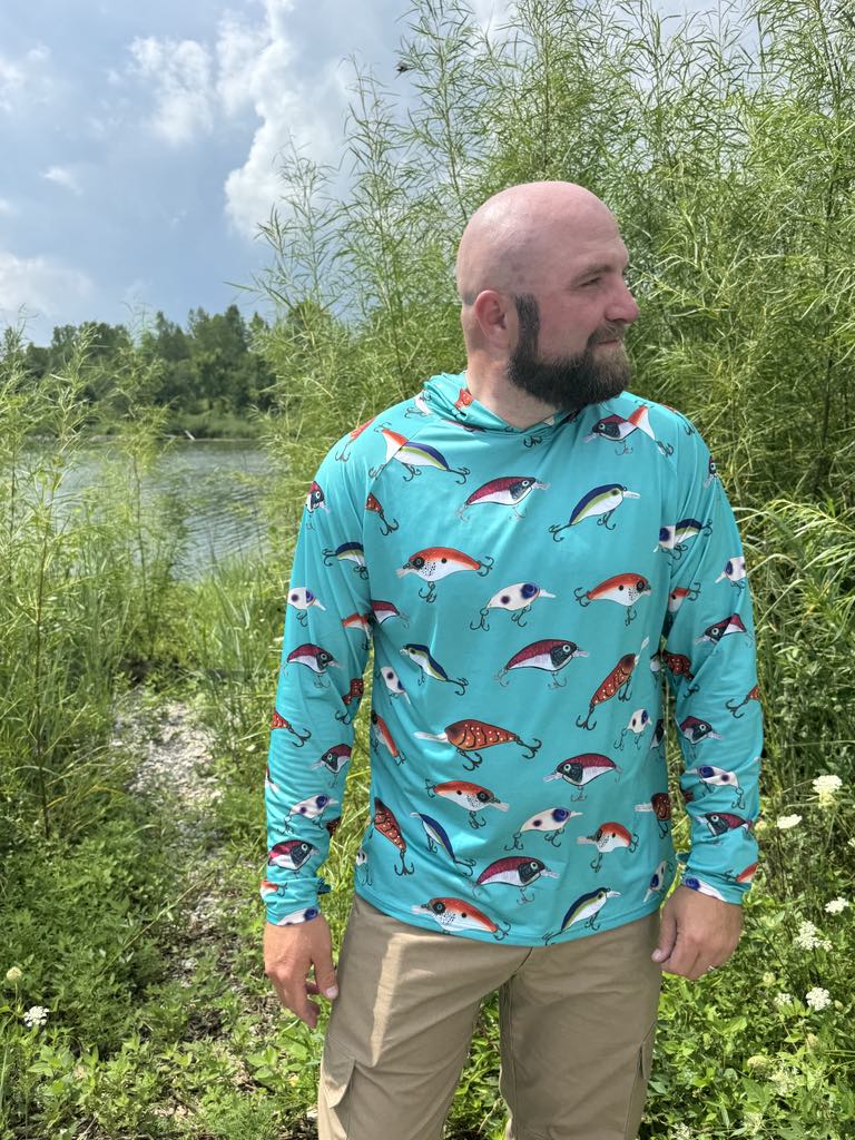 Men's Crank Bait Hooded Fishing Shirt