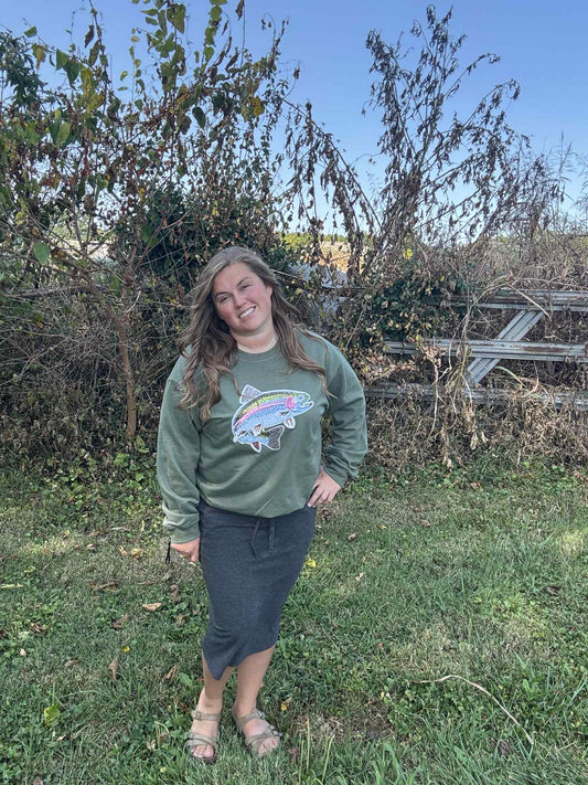 Sparkly Trout Crewneck- Made To Order 2 week turn around time