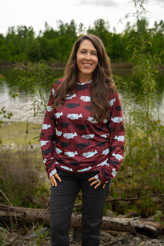 Crimson Catch Hooded Fishing Shirt