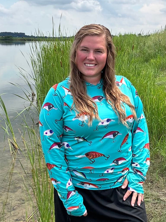 Women's Crank Bait Hooded Fishing Shirt