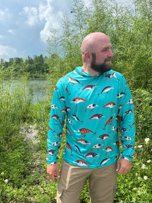 Men's Crank Bait Hooded Fishing Shirt
